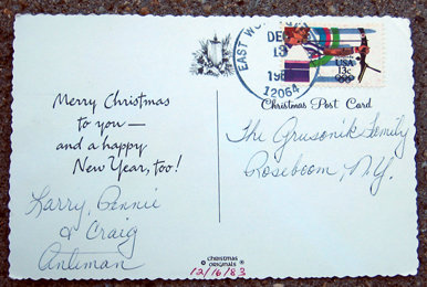 old vintage 1983 CHRISTMAS CAT postcard