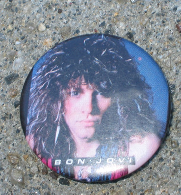 old vintage 1980s JON BON JOVI pinback button