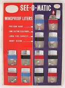 12 See-O-Matic Lighters on Store Display Card