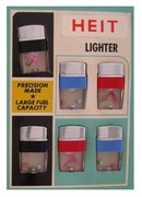 6 old vintage Clear-View Lighters on Display