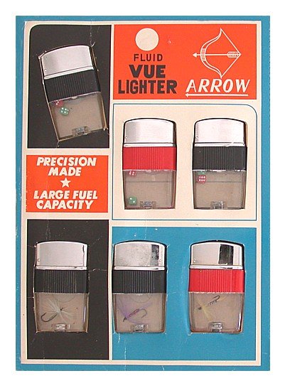 old vintage ARROW VUE LIGHTERS on store display