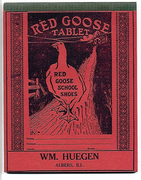old vintage RED GOOSE SHOES writing tablet