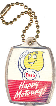 old vintage ESSO OIL DROP man flasher keychain