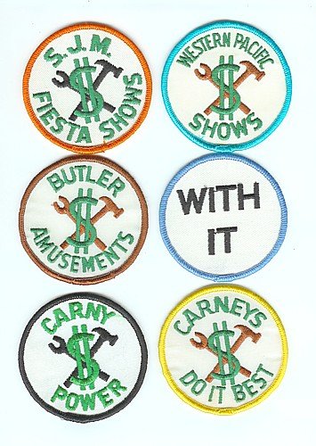 6 old vintage CARNIVAL CARNY PATCHES