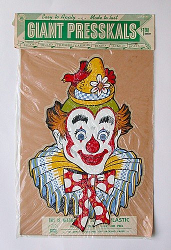 old vintage GIANT PRESSKAL CLOWN decal sign