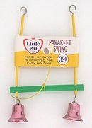 old vintage BIRD TOY SWING w BELL 1950s ~ cage