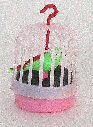 old vintage BIRD IN CAGE hanging toy ornament