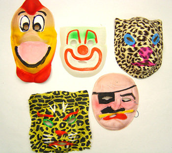 5 old vintage HALLOWEEN GAUZE MASKS ~ 1940s