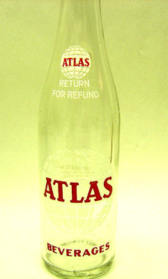 old vintage 1960's ATLAS ACL Painted Soda Bottle