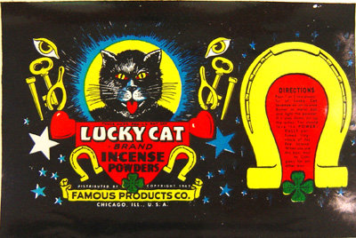 old vintage 1940's Lucky Black Cat Incense