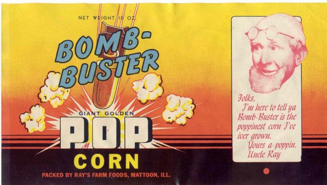 Bomb Buster Popcorn Label 1940s rare