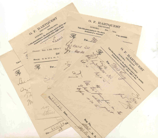 5 old 1919 AURORA NE pharmacy prescriptions