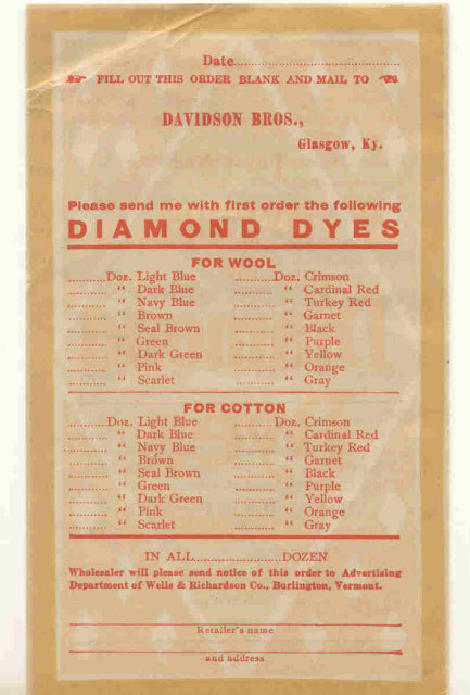 old vintage 1910 DIAMOND DYES pamphlet KY