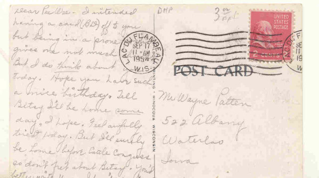 old vintage 1954 POSTED BW Pennies Postcard