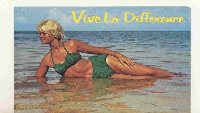 old vintage unused SEXY BIKINI lady postcard