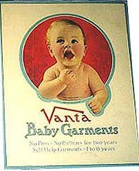 old vintage 1925 VANTA BABY GARMENT sign