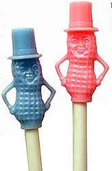 2 vintage MR. PEANUT PLASTIC DRINK STRAWS
