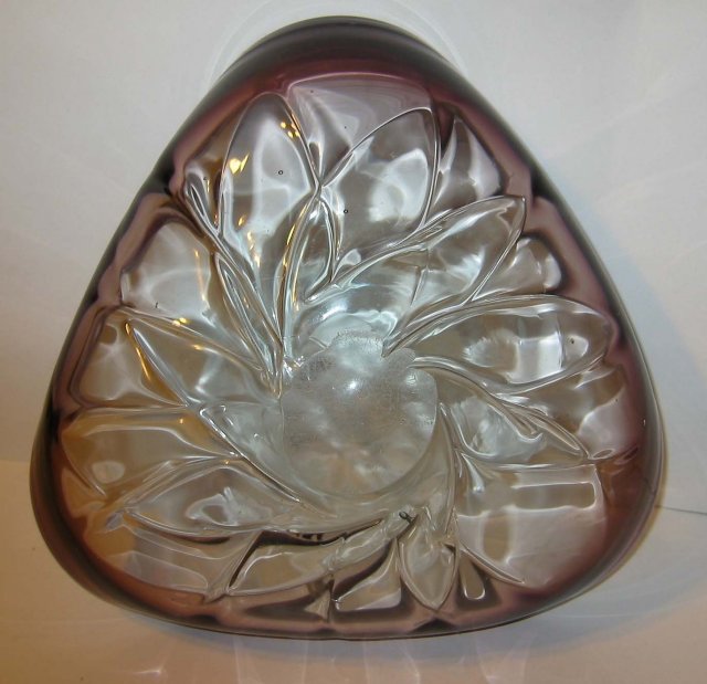 vintage MULBERRY FACETED GLASS ashtray dish