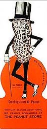 old vintage MR. PEANUT figural bookmark 1940s