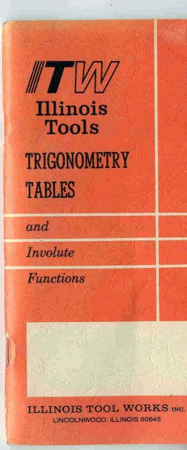 vintage ITW ILLINOIS TOOLS TRIGONOMETRY BOOKLET