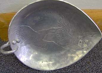 old vintage WORLD HAND FORGED ALUMINUM TRAY ~