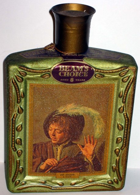 Jim Beam Olive Art Glass Decanter Bottle