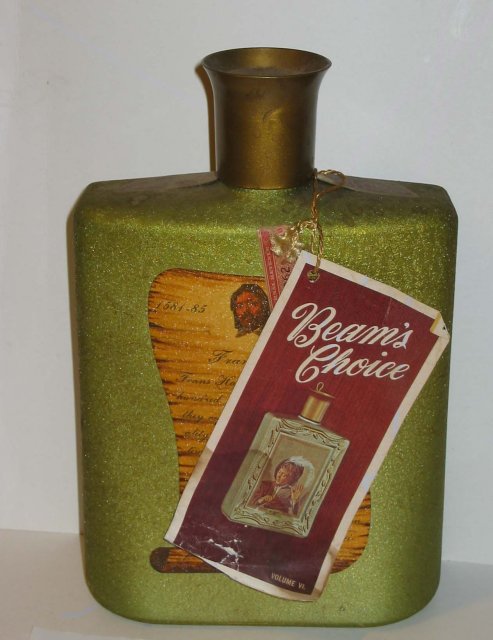 Jim Beam Olive Art Glass Decanter Bottle