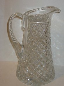 Faceted Cut Glass Pitcher
