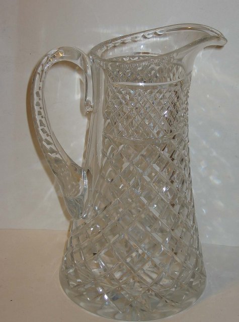 Faceted Cut Glass Pitcher