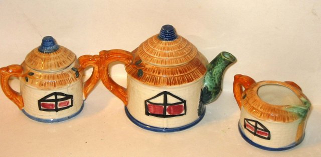 old vintage CERAMIC wicker teaset sugar