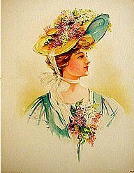 Victorian Easter Yellow Hat Print