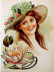 old vintage 1906 VICTORIAN LITHO ~ WATER LILY
