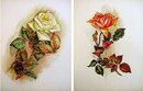 2 old vintage VICTORIAN LITH FLOWER PRINTS