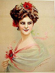 old vintage 1910 VICTORIAN PRINT FLOWER HAIR