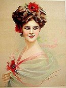 old vintage 1910 VICTORIAN PRINT FLOWER HAIR