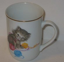 old vintage playful CAT COFFEE MUG CUP