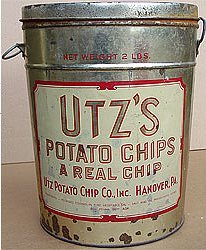 old vintage 1930s UTZ'S POTATO CHIP metal tin