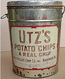old vintage 1930s UTZ'S POTATO CHIP metal tin