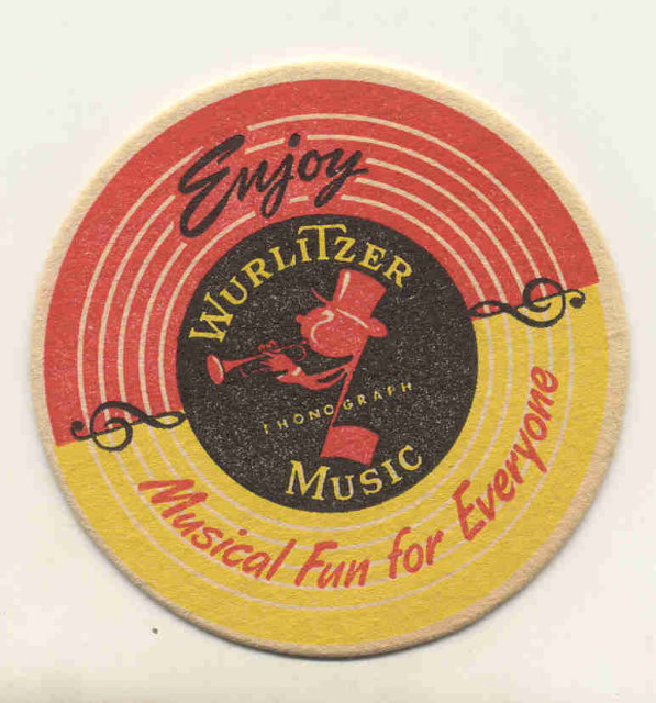 old vintage WURLITZER JUKE BOX drink coaster