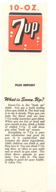 old vintage 1964 7up soda bookmark