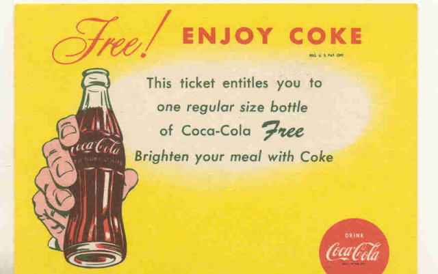 old vintage 1965 COCA COLA SODA drink card
