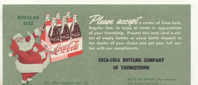 old vintage 1940S COCA COLA SODA drink card