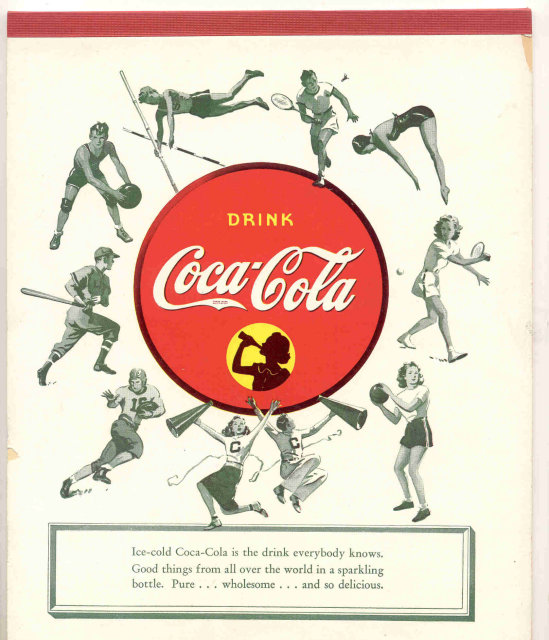 vintage 1960s football COCA COLA soda notebook
