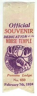 old vintage 1924 POMONA LODGE CA MOOSE ribbon