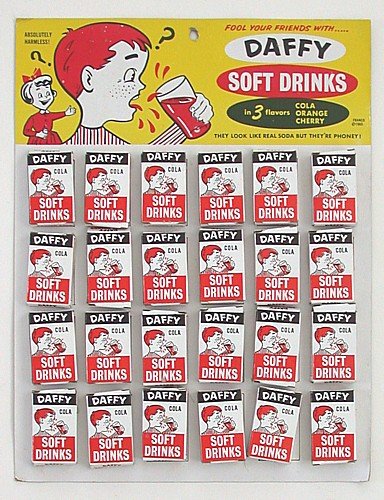 old vintage DAFFY SODA STORE joke display