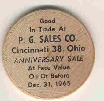 old vintage 1965 P&G WOODEN Nickel token