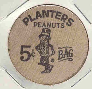 Mr. Peanut Planters Wood Nickel Premium
