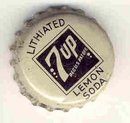 old vintage 1930s 7up LITHIATED LEMON SODA bottle cap cork lined