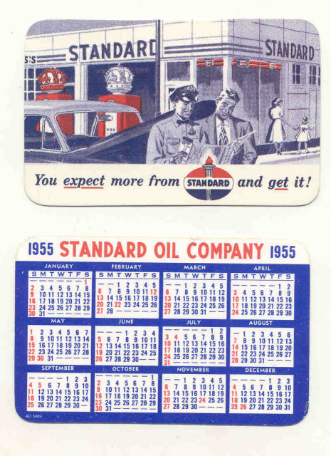 old vintage 1955 STANDARD OIL calendar card