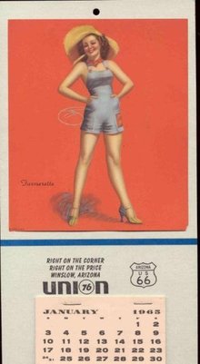 old vintage UNION GAS PINUP CALENDAR 1965